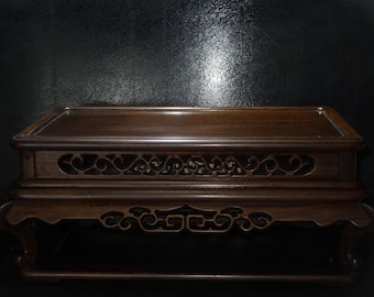 Raro soporte japonés de madera de primera calidad para flores, base grande para bonsáis, kadai de patas curvas de alta gama, 57 cm x 36 cm x 23 cm de alto, en excelente estado.