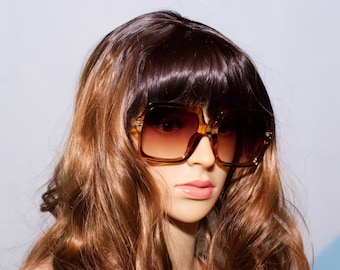 Retro Oversized Brown Boho Square Sunglasses 70s Vintage Inspired