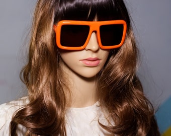 Retro Orange Square Sunglasses | Vintage 80s Inspired