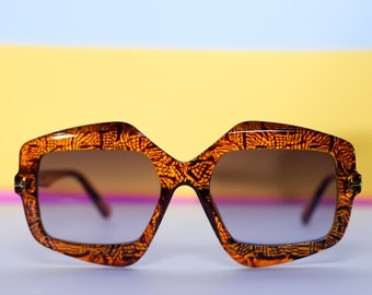 Retro Oversized Brown Angular Sunglasses | Vintage 80s Inspired