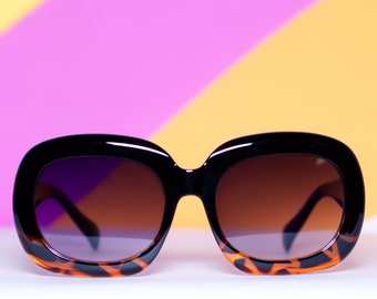 Retro Mod Black Tortoise Frame Sunglasses | Vintage 60s Inspired