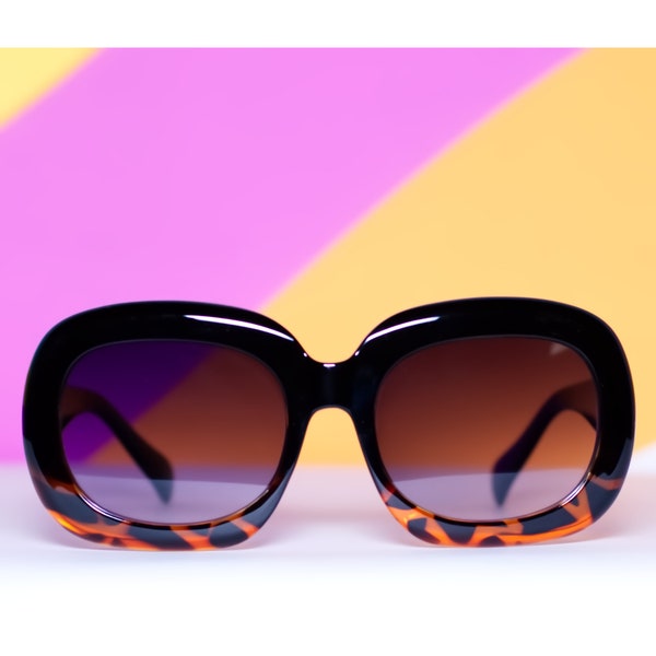 Retro Mod Black Tortoise Frame Sunglasses | Vintage 60s Inspired