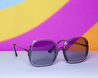 Retro 70s Oversized Gray Sunglasses Boho Vintage Inspired