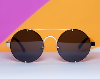 Retro Round Double Bridge Sunglasses