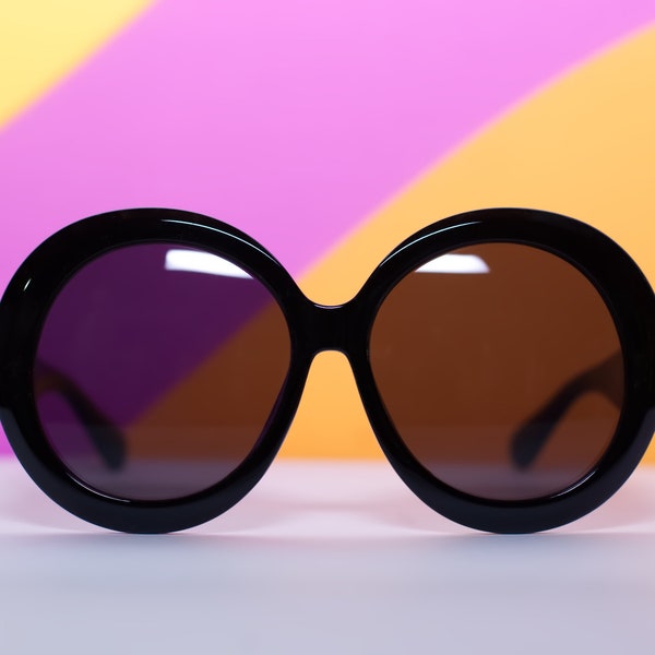 Retro Black Oversized Round Sunglasses | The Keane 60s Vintage Inspired