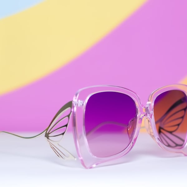 70s Flutter Retro Lavender Oversized Butterfly Sunglasses