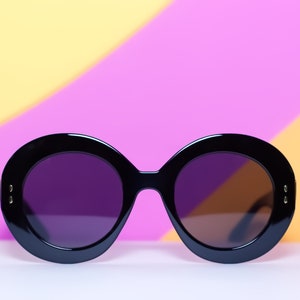 Retro Black Round Sunglasses | Vintage 60s Mod Inspired