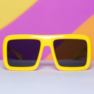 Retro Yellow Square Sunglasses | Vintage 80s Inspired