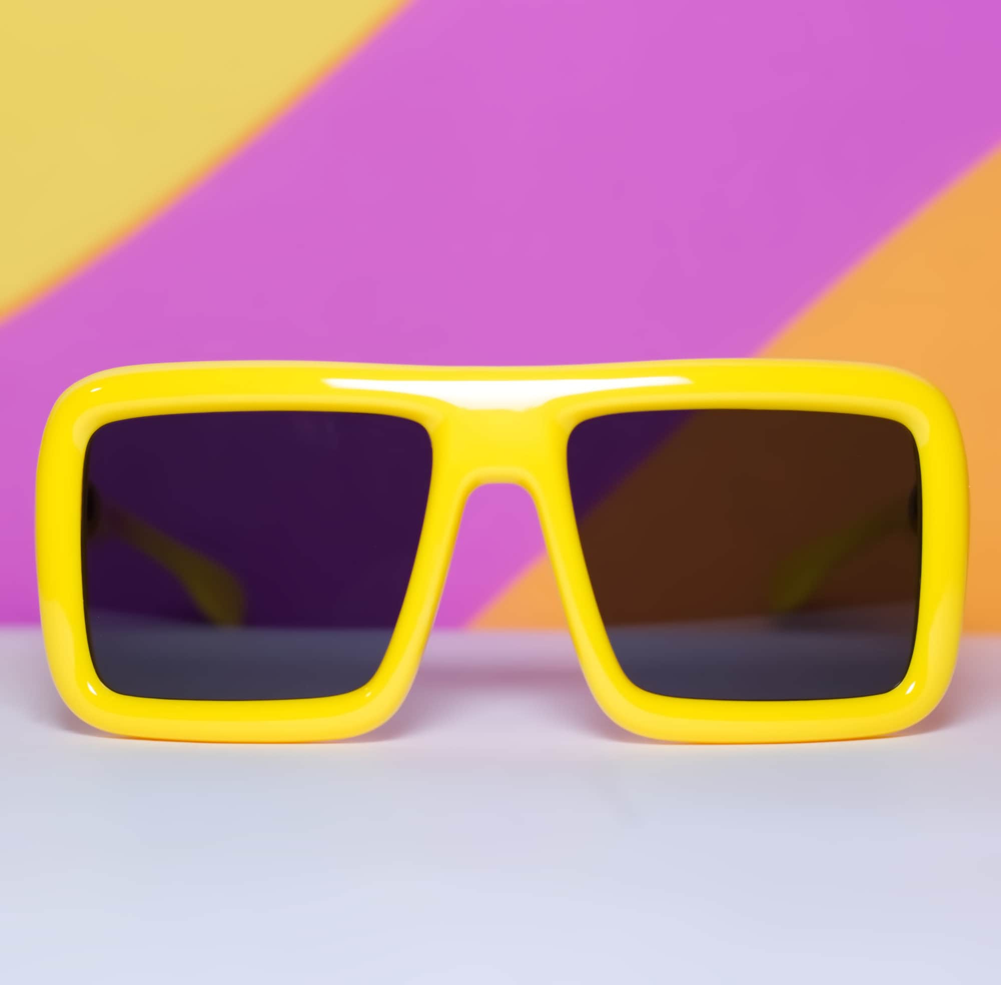 Bold Yellow Oversized Square Sunglasses Unisex Clear Thick Oversized Square Tinted Sunglasses with Yellow  main image 2