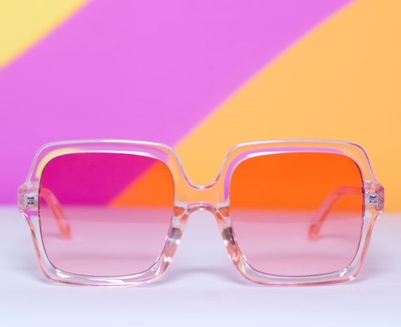 Retro Oversized Pink Boho Square Sunglasses 70s Vintage  display picture 1