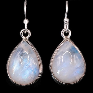 Kolczyki wiszące Rainbow Moonstone (Peristerite) Indie Aa+ 925 Srebro