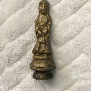 Vintage Bronze Kwan Yin Chinese Lamp Topper Finial