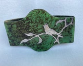 Antique Heintz Sterling Silver on Bronze Arts and Crafts Art Nouveau Cardinal Bird Blotter