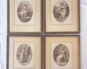 Set of 4 Antique 1784 James Wickstead Fine Engraving Mis-Chance Mis-Take Mis-Conduct Mis-Mis-Fortune Art Work Print Young Lady 18th Century
