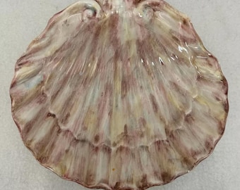 Vintage Italian Scallop Shell Ocean Majolica Art Pottery Bowl