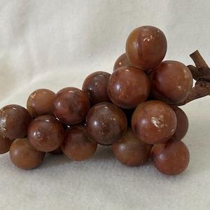 Vintage Italian Heavy Carved Marble Alabaster Fruit Grape Bunch Sculpture