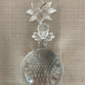 Vintage Mid Century Murano Art Glass Clear Ball Star Hanging Chandelier Fixture Prism Drop Hardware Salvage