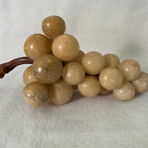 Vintage Italian Heavy Carved Marble Alabaster Fruit Grape Bunch Sculpture
