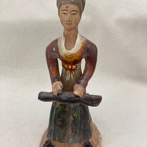 Antique Asian Japanese Chinese Terracotta Tang Woman Musician Sculpture