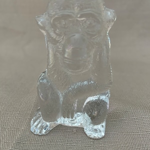Vintage Art Glass Monkey Figurine Bertil Vallien Kosta Boda Zoo Series Sweden