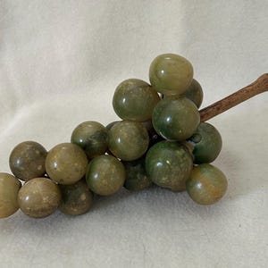 Vintage Italian Heavy Carved Marble Alabaster Fruit Grape Bunch Sculpture