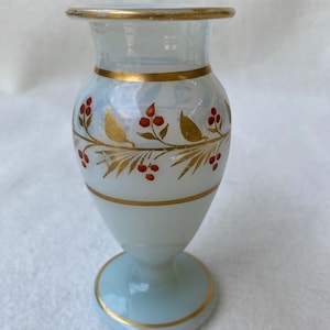 Antique Opaline Art Glass Gilt Bud Vase