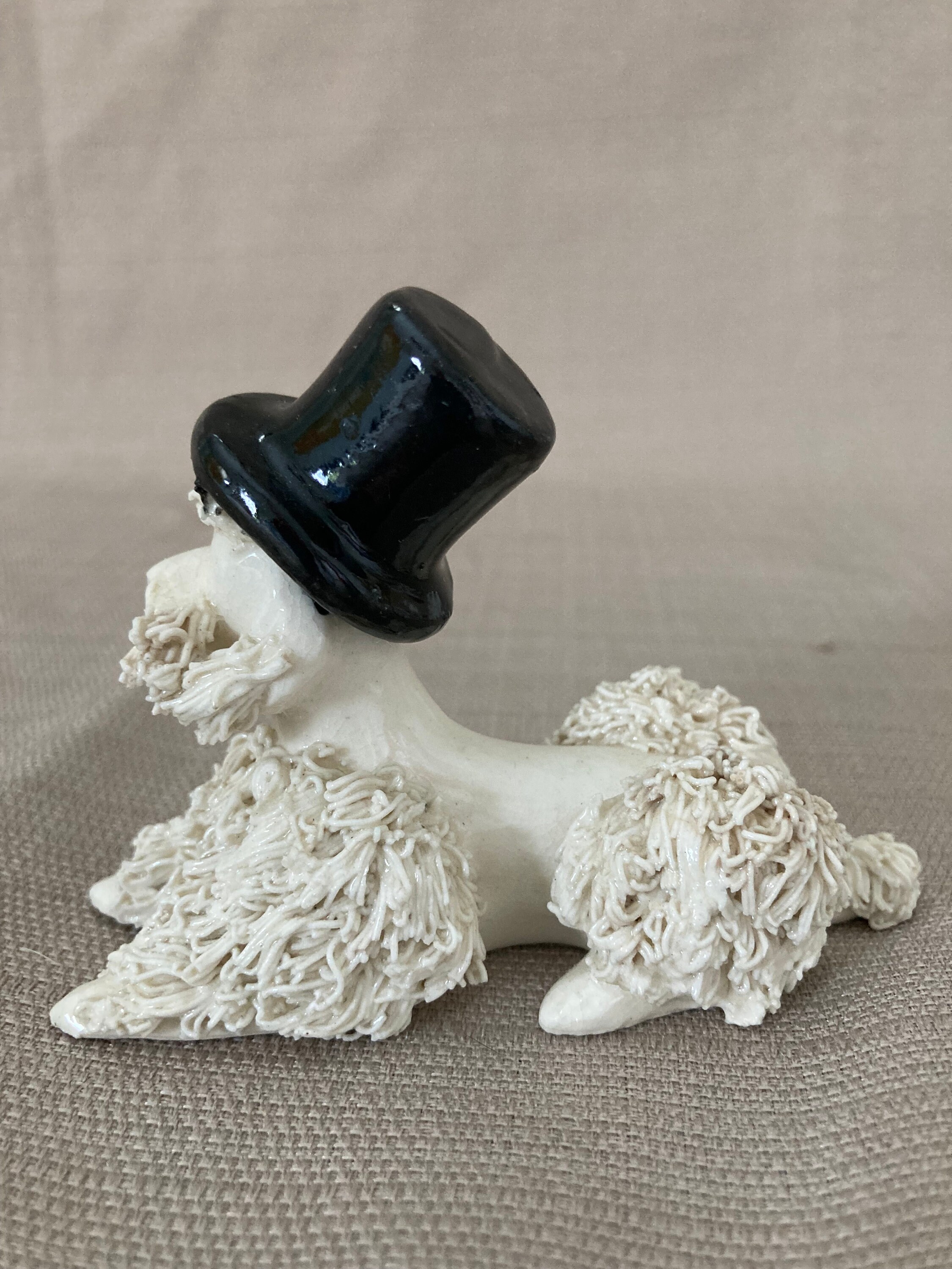Vintage Mid Century Porcelain Spaghetti Poodle Dog Figurine With