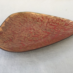 Vintage Bernice Enamel on Copper Retro Art Metal Dish