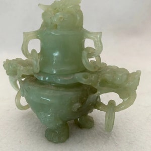 Antique Carved Chinese Jade Dragon Paw Foot Censer Incense Burner