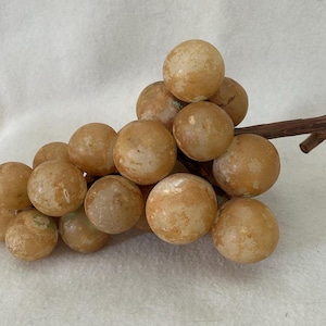 Vintage Italian Heavy Carved Marble Alabaster Fruit Grape Bunch Sculpture