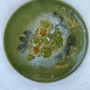Sascha Brastoff Mid Century Modern Enamel on Copper Grapes Dish