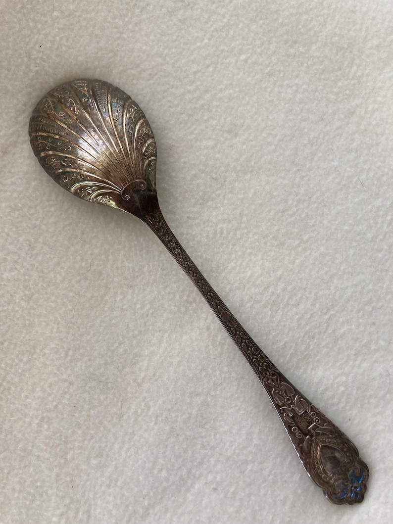 Vintage Ornate Sheffield England EPNS Silver Serving Spoon Etsy