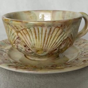 Vintage Italian Peasant Village Scallop Shell Ocean Majolica Tea Cup - Etsy