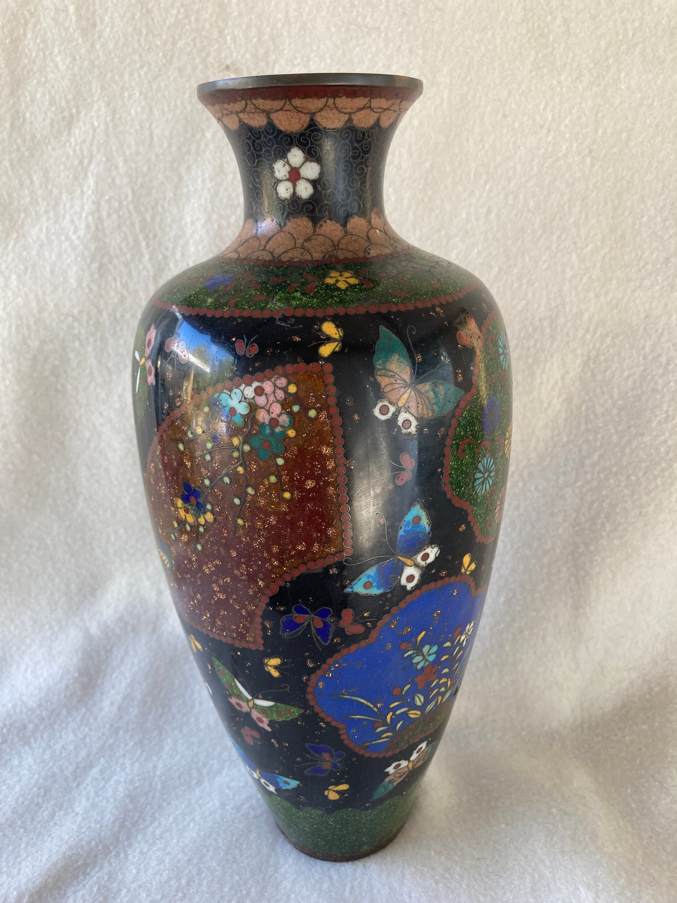 11インチ ヴィンテージ 中国七宝焼き 蝶 エナメル花瓶 - Etsy 日本