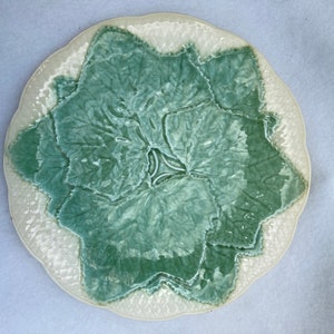 Antique Majolica Gien France Leaf Art Pottery Side Salad Luncheon Plate
