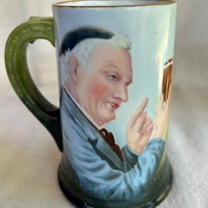 Antique German J & C Bavaria Artist Signed Gutsch Handpainted Porcelain Beer Stein