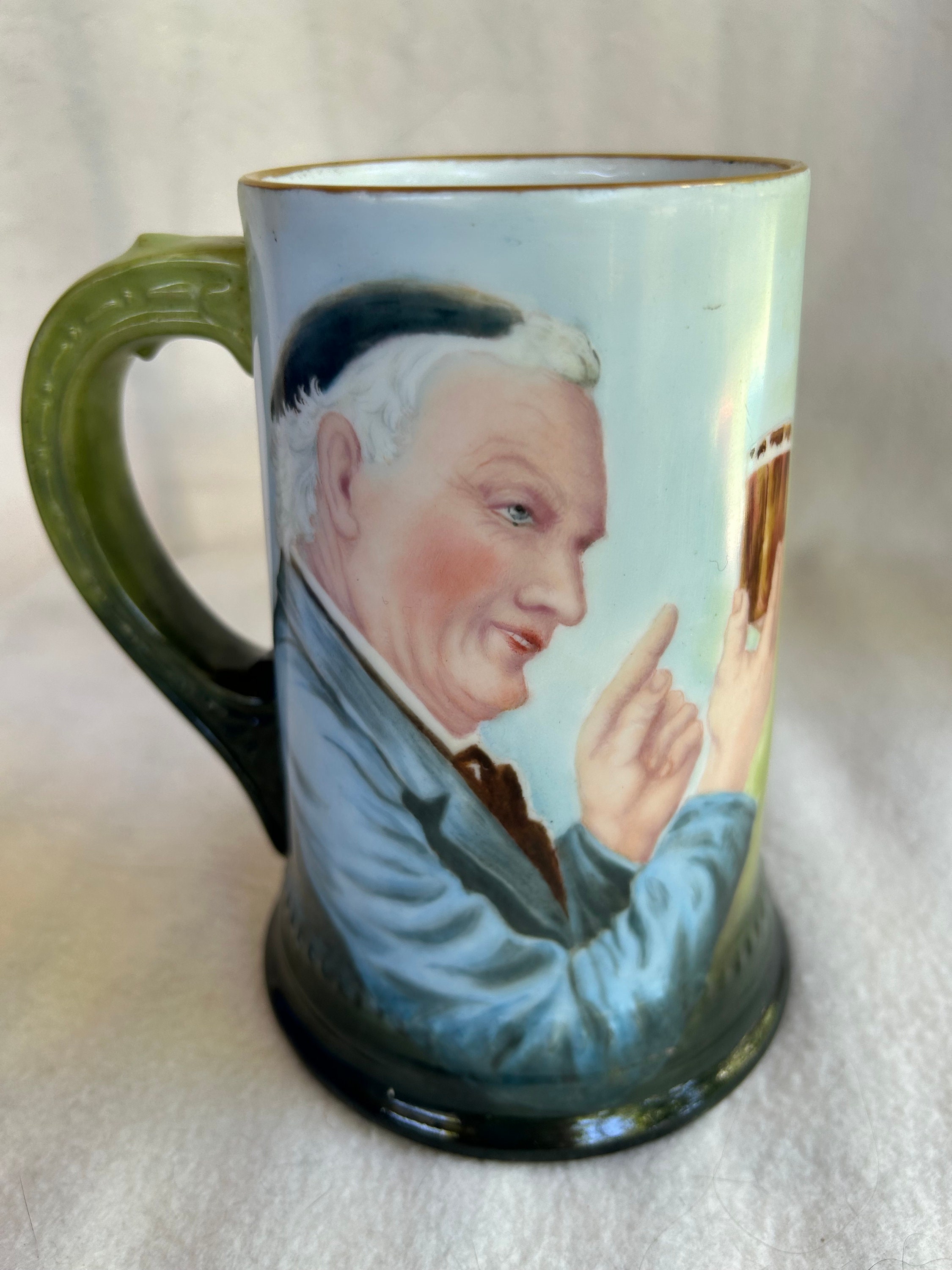 Antique German J & C Bavaria Artist Signed Gutsch Handpainted Porcelain Beer Stein