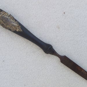 Antique Bronze Ebony Wood Ornate Tool File image 2