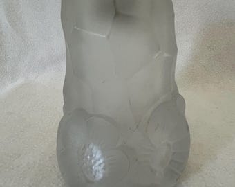 Pantalla de lámpara de tulipán de cristal esmerilado Cristalleries de Compiègne Degue antigua Art Déco