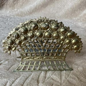 Antike Bronze Bündel Blumen Serviette Brief Kartenhalter
