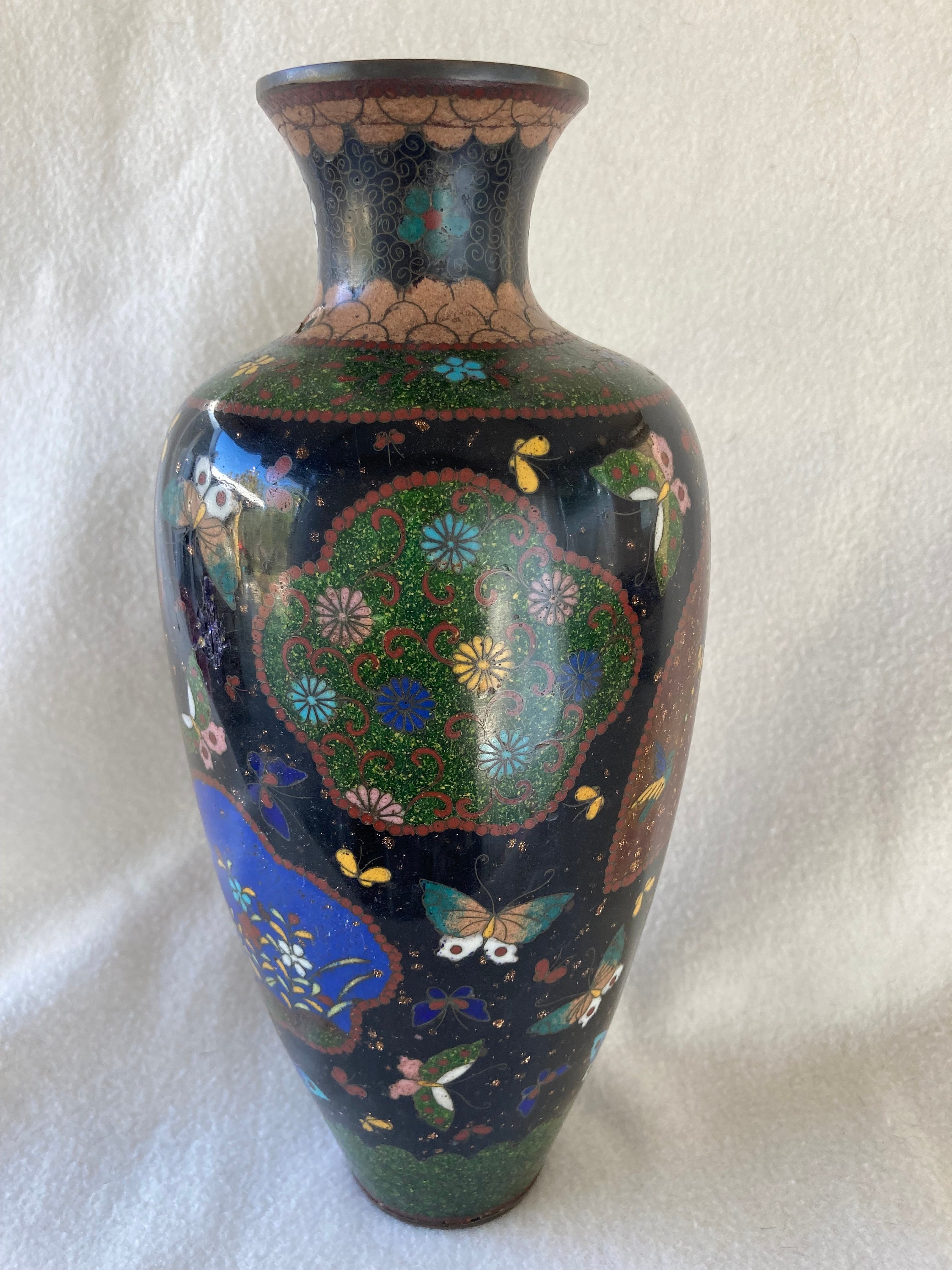 11インチ ヴィンテージ 中国七宝焼き 蝶 エナメル花瓶 - Etsy 日本