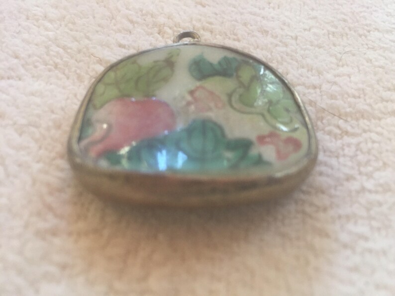 Vintage Handpainted Art Pottery Shard Necklace Pendant