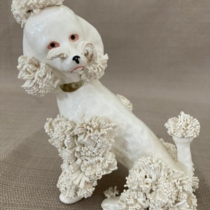 Vintage Mid Century Porcelain Spaghetti Poodle Dog Figuring