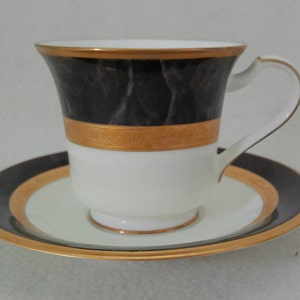 Noritake Opulence Discontinued Gilt Embossed Tea Cup and Saucer