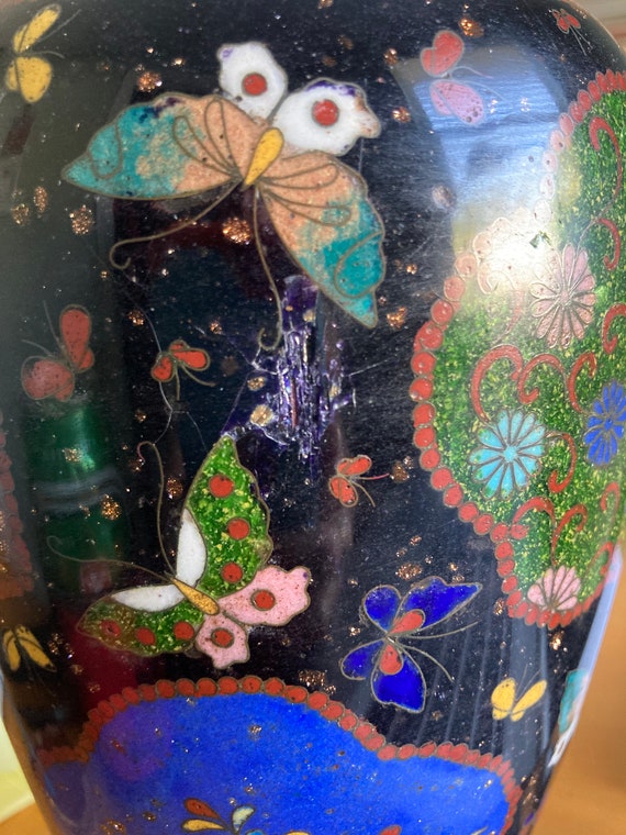 アンティーク 中国 七宝焼き 花瓶 11インチ ヴィンテージ 中国七宝焼き 蝶 エナメル花瓶 - Etsy 日本