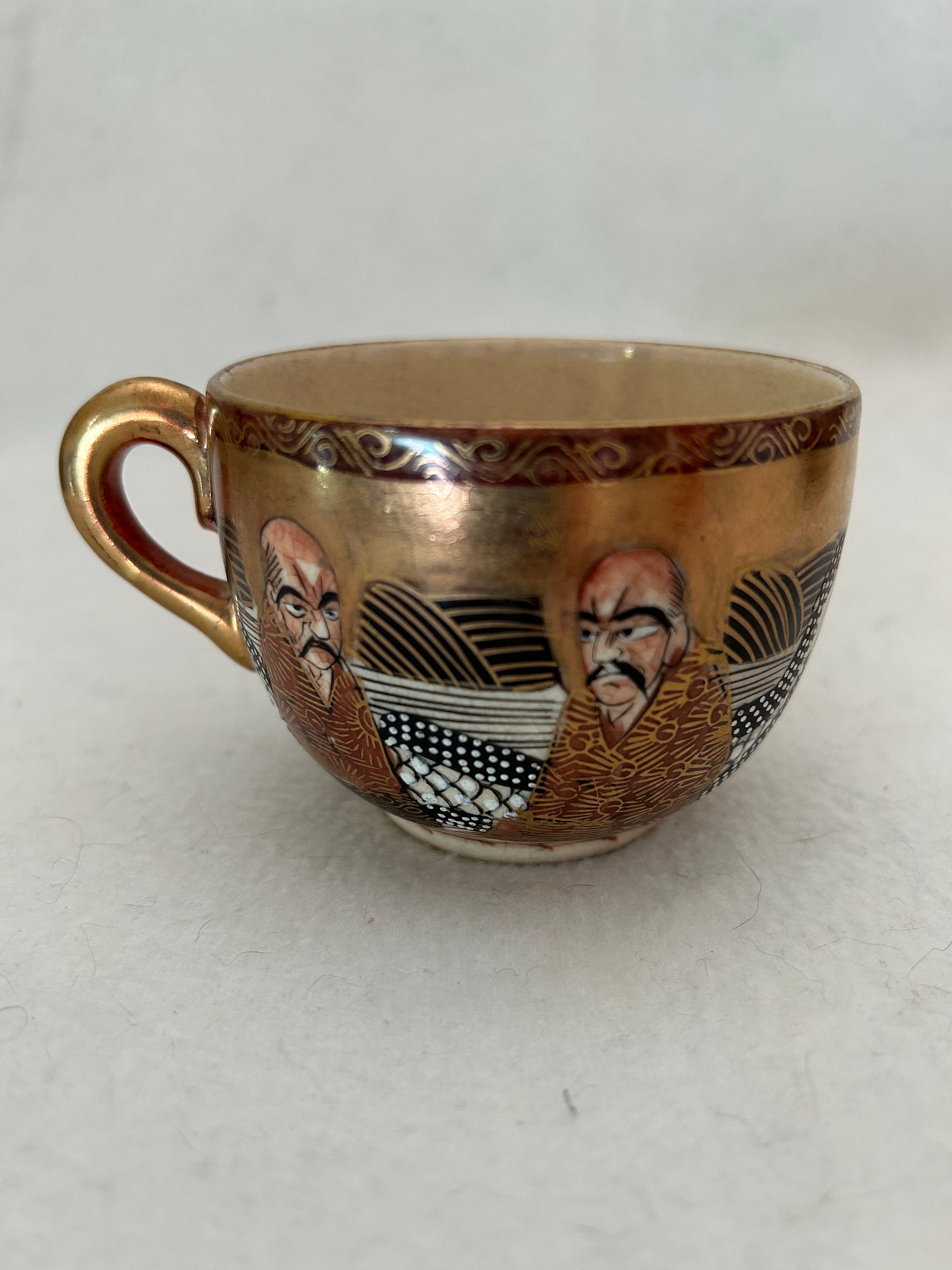 明治薩摩焼 アンティーク 金彩磁器 顔模様 茶碗セット - Etsy 日本
