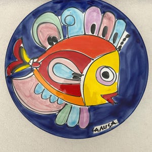 Mid Century Modern Italian Terracotta Art Pottery La Musa Desimone Saks Fifth Avenue Fish Wall Plate