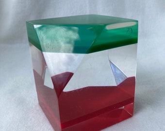 Mid Century Mod Lucite Abstract Paperweight Sculpture