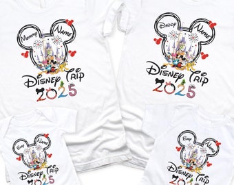 Personalized Mickey and Friends Disney Trip 2025 Shirt, WDW Disneyland Family Vacation 2025, Disney Girl Trip Shirt, Magic Kingdom Castle