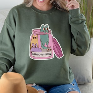 Antidepressants Cats Sweatshirt, Funny Cat T-shirt, Mental Health Shirt, Funny Anxiety Hoodie, Cat Lover Crewneck, Cat Owner Graphic Tee
